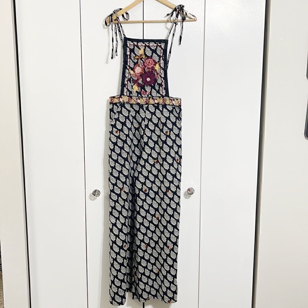 Anthropologie Embroidered Wide-Leg Jumpsuit Size 8 - Picture 7 of 8